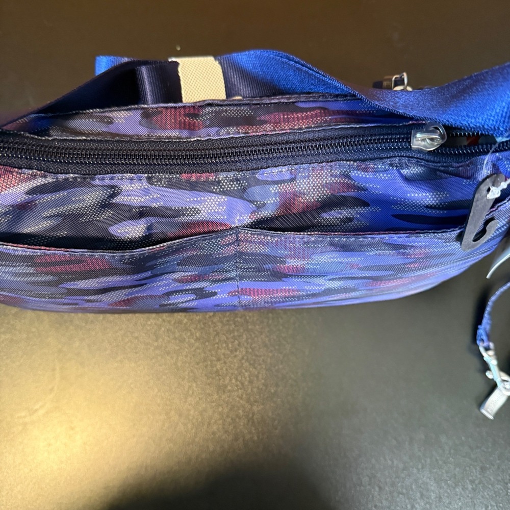Baggallini Out and About Bagg Purple Blue Camo Cross Body Bag + RFID Wristlet - Picture 6 of 12